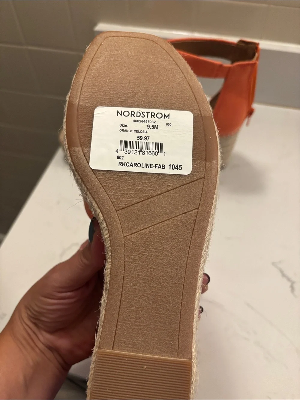 Nordstrom Orange Crisscross Espadrille Wedge Sandals
